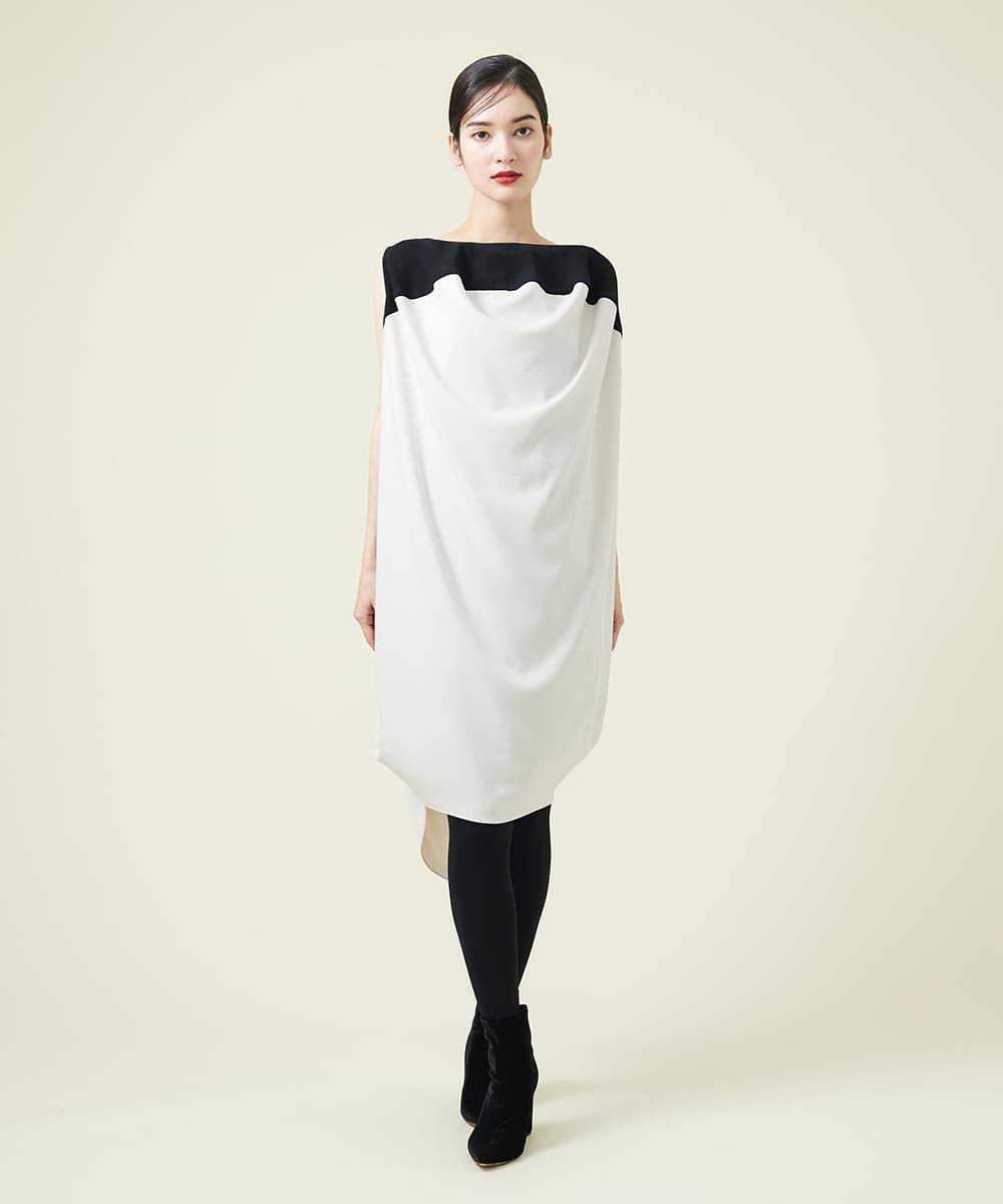 GDECT08500 Sybilla(シビラ) 【MONOTONE】サークルフォルムモノトーンドレス ブラック×オフホワイト
