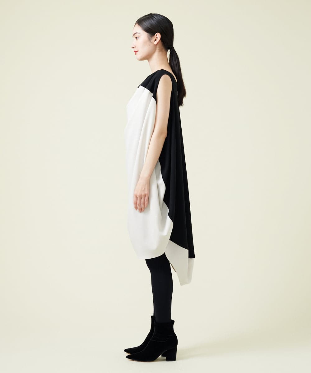 GDECT08500 Sybilla(シビラ) 【MONOTONE】サークルフォルムモノトーンドレス ブラック×オフホワイト