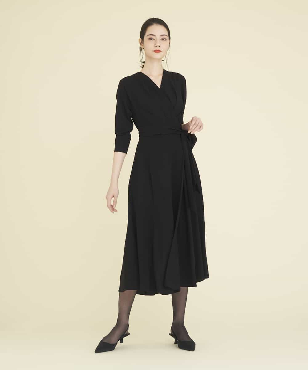GDEEP09590 Sybilla(シビラ) カシュクールストレッチドレス ブラック