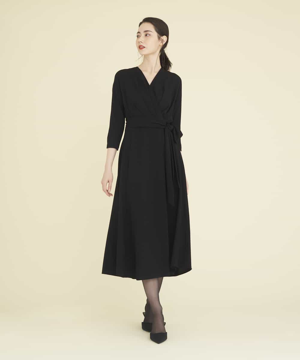 GDEEP09590 Sybilla(シビラ) カシュクールストレッチドレス ブラック