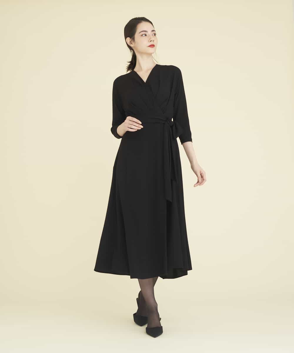 GDEEP09590 Sybilla(シビラ) カシュクールストレッチドレス ブラック