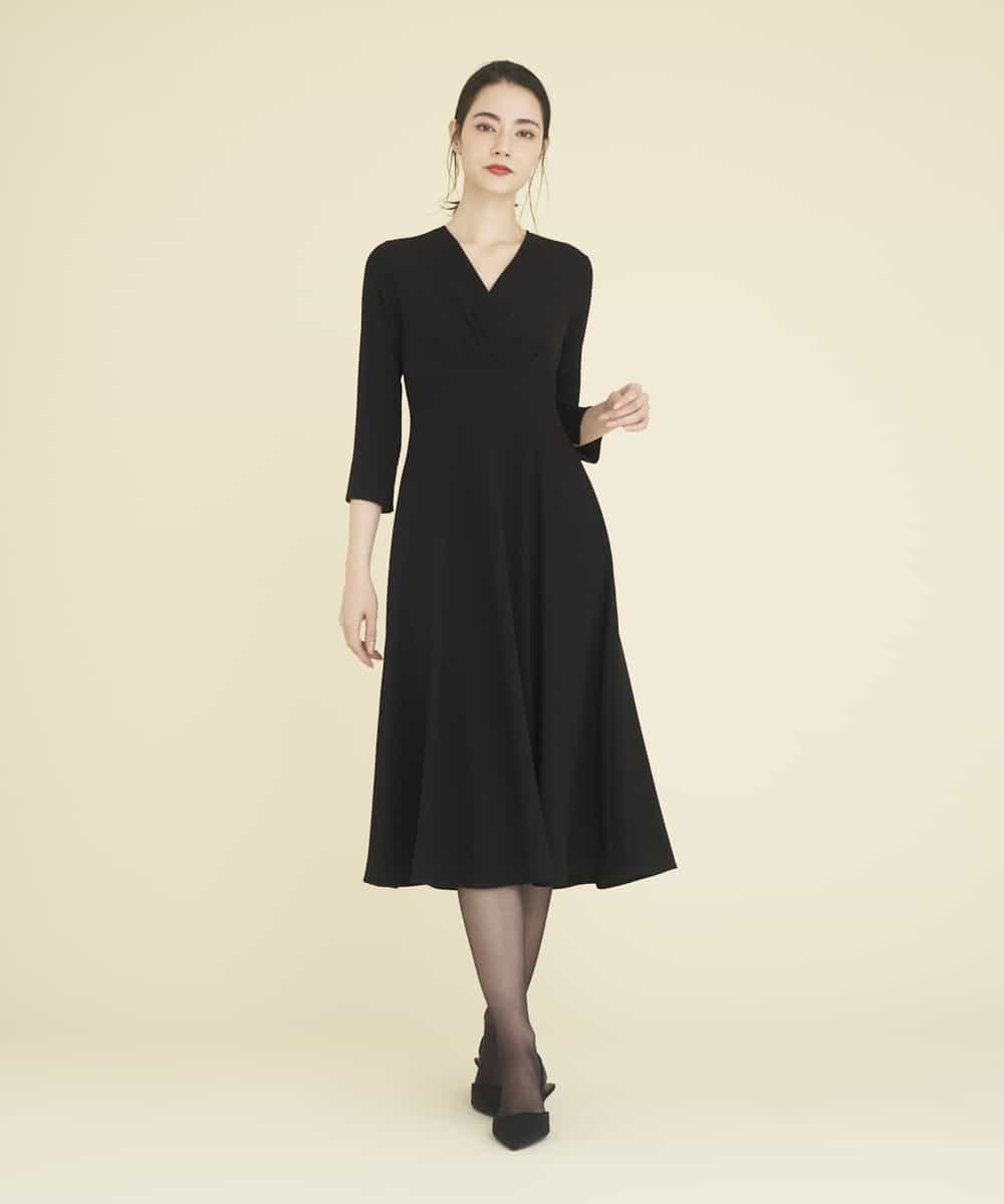 GDEEP10590 Sybilla(シビラ) カシュクール切り替えドレス ブラック