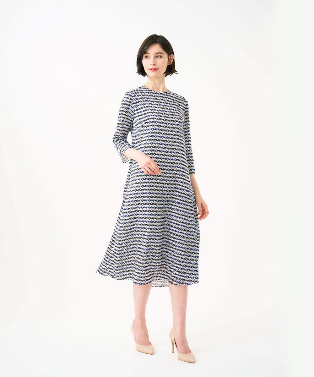 GDEGD41630 Sybilla(シビラ) ジオメトリックオパールドレス ブラック×ブルー