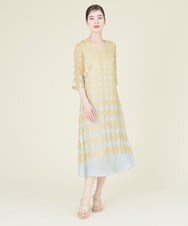 GDEGQ13600 Sybilla(シビラ) ダイヤモンドオパール七分袖ドレス イエロー