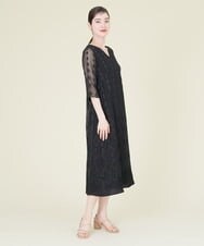 GDEGQ13600 Sybilla(シビラ) ダイヤモンドオパール七分袖ドレス ブラック