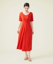 GDEGT21590 Sybilla(シビラ) 【SYBILLA DRESS】タックデザインフレアドレス＜レッド＞ レッド