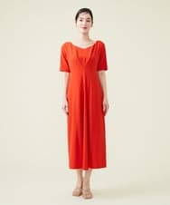 GDEGT21590 Sybilla(シビラ) 【SYBILLA DRESS】タックデザインフレアドレス＜レッド＞ レッド