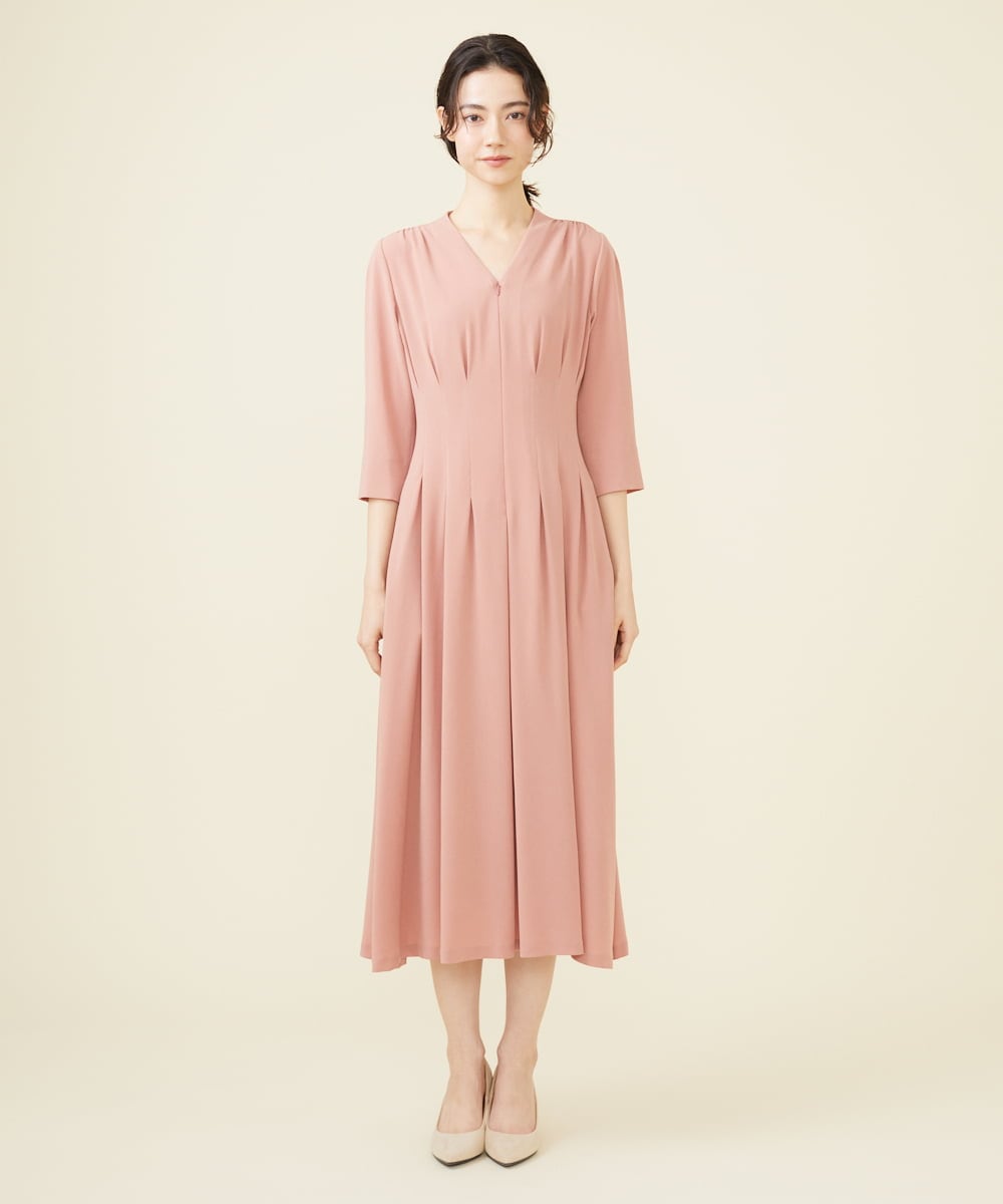 GDEGV22420 Sybilla(シビラ) タッキングデザインドレス（七分袖） ピンク