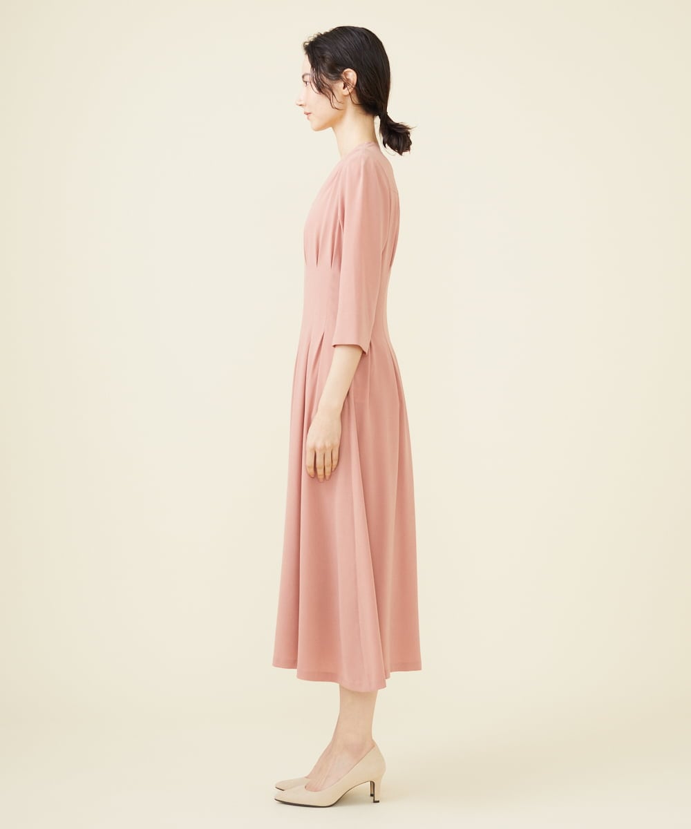 GDEGV22420 Sybilla(シビラ) タッキングデザインドレス（七分袖） ピンク