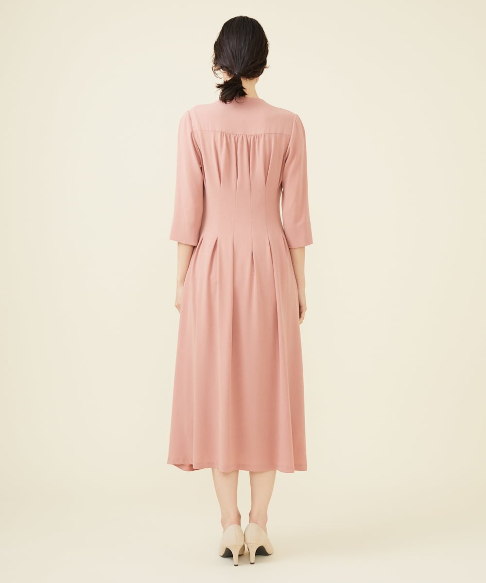 GDEGV22420 Sybilla(シビラ) タッキングデザインドレス（七分袖） ピンク