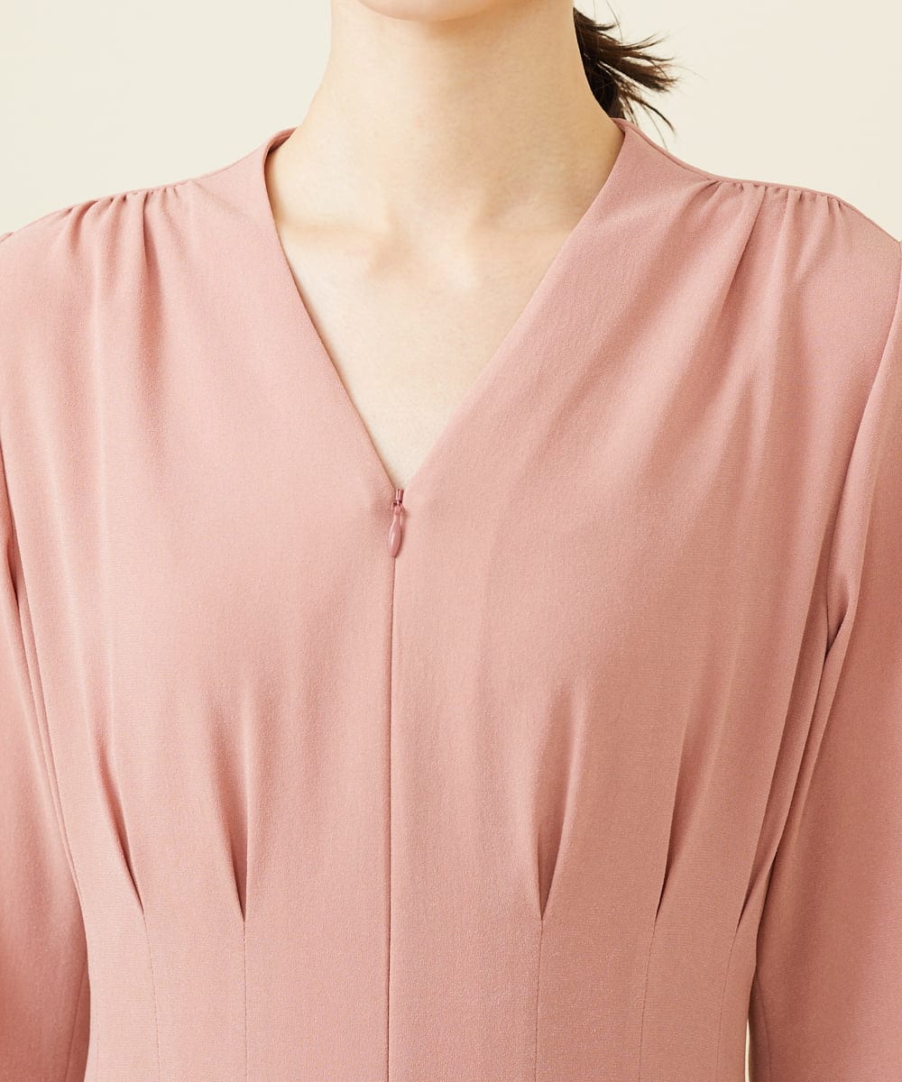 GDEGV22420 Sybilla(シビラ) タッキングデザインドレス（七分袖） ピンク