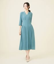 GDEGV22420 Sybilla(シビラ) タッキングデザインドレス（七分袖） ライトブルー