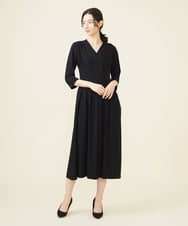 GDEGV22420 Sybilla(シビラ) タッキングデザインドレス（七分袖） ブラック