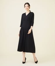 GDEGV22420 Sybilla(シビラ) タッキングデザインドレス（七分袖） ブラック