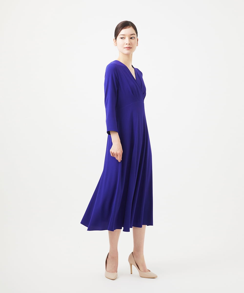 GDEHB85600 Sybilla(シビラ) ハイウエストカシュクールドレス ブルー