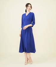GDEHV22420 Sybilla(シビラ) タッキングデザインドレス（七分袖） ブルー