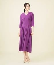 GDEHV22420 Sybilla(シビラ) タッキングデザインドレス（七分袖） パープル