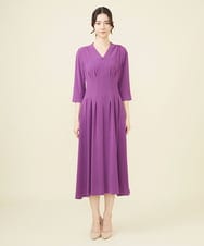 GDEHV22420 Sybilla(シビラ) タッキングデザインドレス（七分袖） パープル