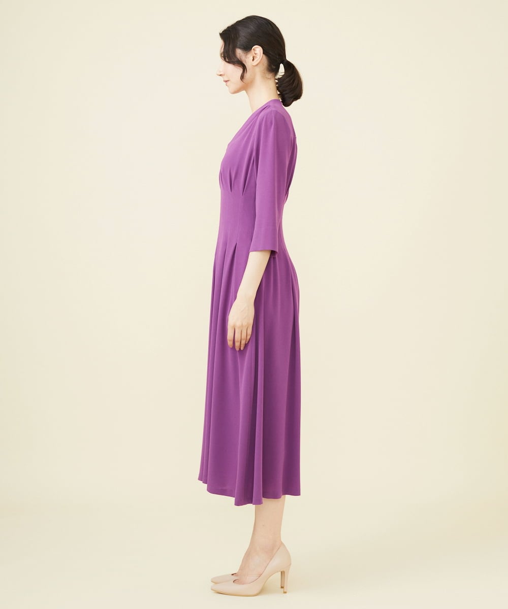 GDEHV22420 Sybilla(シビラ) タッキングデザインドレス（七分袖） パープル