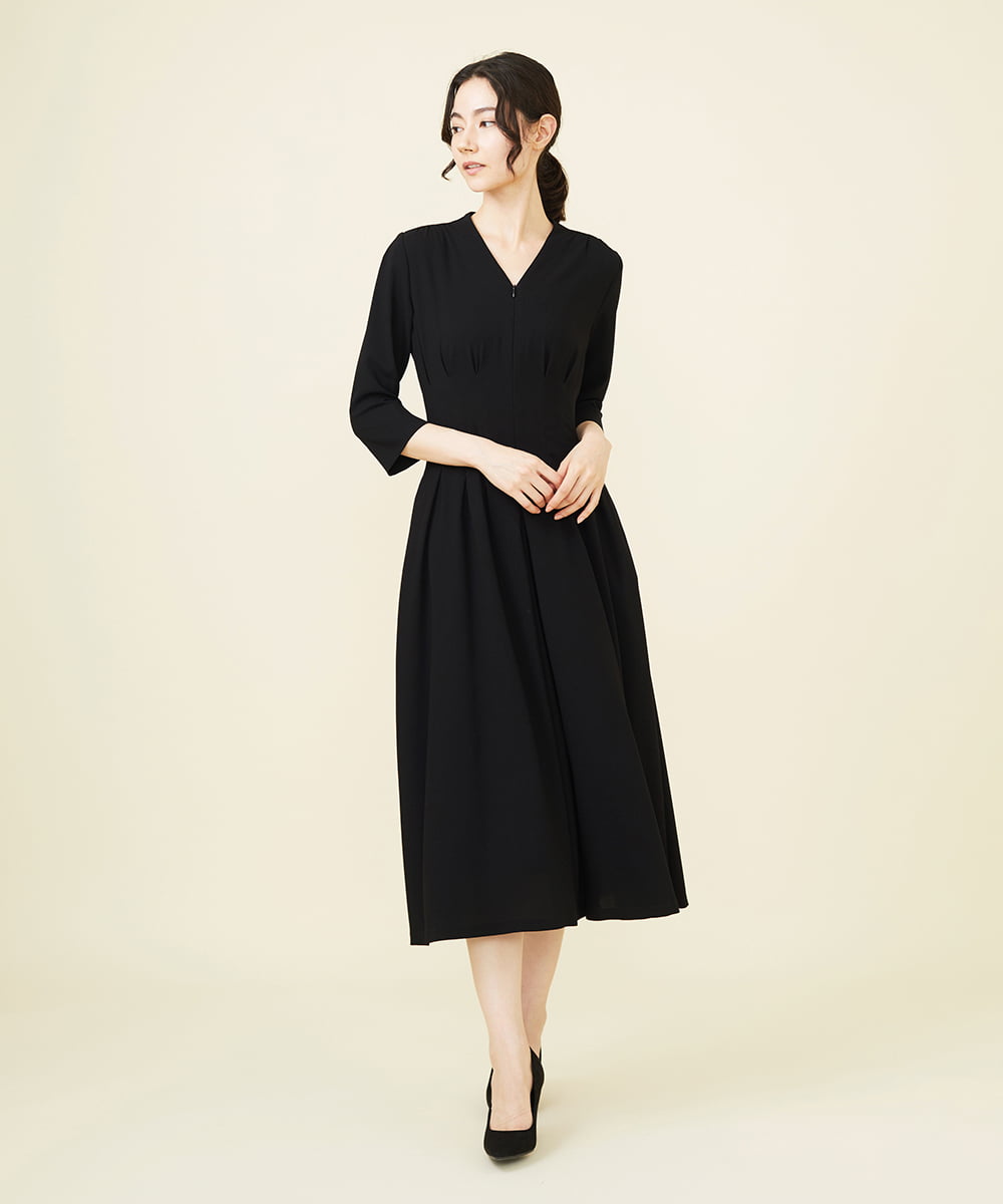 GDEHV22420 Sybilla(シビラ) タッキングデザインドレス ブラック