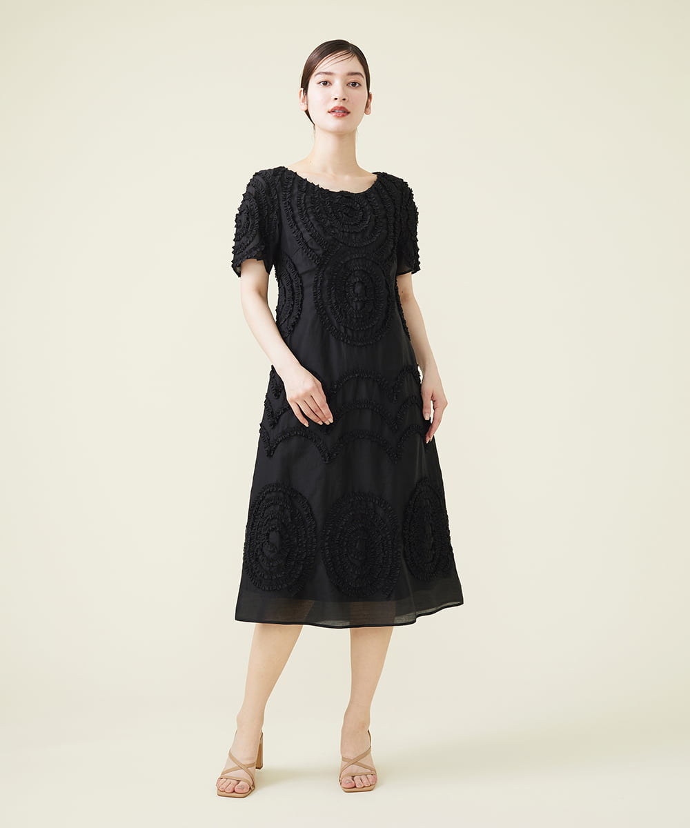 GDEJU73790 Sybilla(シビラ) サークル刺繍ドレス ブラック