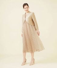 GDEJW16990 Sybilla(シビラ) ラメチュールプリーツドレス ベージュ