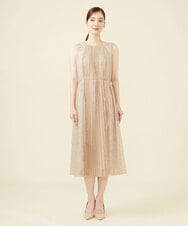 GDEJW16990 Sybilla(シビラ) ラメチュールプリーツドレス ベージュ