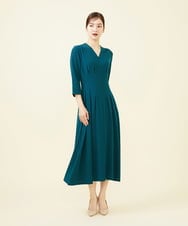 GDEJX22420 Sybilla(シビラ) タッキングデザインドレス（7分袖） ブルーグリーン