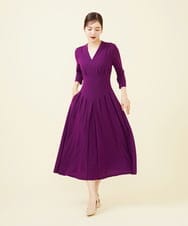 GDEJX22420 Sybilla(シビラ) タッキングデザインドレス（7分袖） パープル