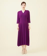 GDEJX22420 Sybilla(シビラ) タッキングデザインドレス（7分袖） パープル