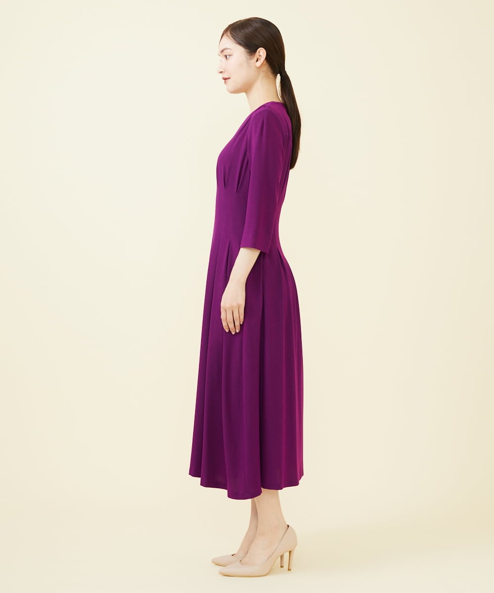 GDEJX22420 Sybilla(シビラ) タッキングデザインドレス（7分袖） パープル