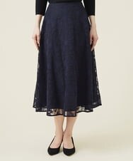GDHET17690 Sybilla(シビラ) ケミカルフラワーレーススカート ネイビー
