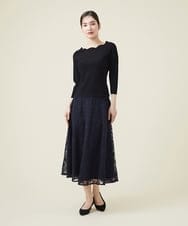 GDHET17690 Sybilla(シビラ) ケミカルフラワーレーススカート ネイビー