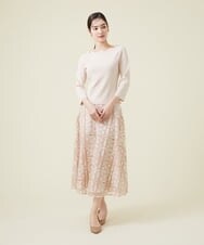 GDHET17690 Sybilla(シビラ) ケミカルフラワーレーススカート ベージュ