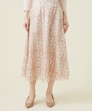 GDHET17690 Sybilla(シビラ) ケミカルフラワーレーススカート ベージュ