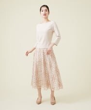 GDHET17690 Sybilla(シビラ) ケミカルフラワーレーススカート ベージュ