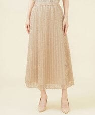 GDHJW16690 Sybilla(シビラ) ラメチュールプリーツスカート ベージュ