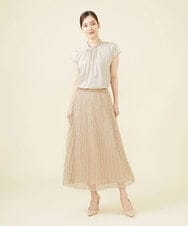 GDHJW16690 Sybilla(シビラ) ラメチュールプリーツスカート ベージュ