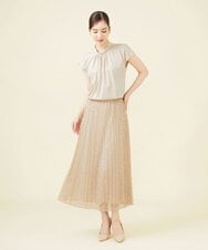 GDHJW16690 Sybilla(シビラ) ラメチュールプリーツスカート ベージュ