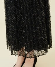 GDHJW16690 Sybilla(シビラ) ラメチュールプリーツスカート ブラック