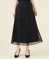 GDHJW16690 Sybilla(シビラ) ラメチュールプリーツスカート ブラック