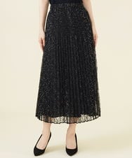GDHJW16690 Sybilla(シビラ) ラメチュールプリーツスカート ブラック