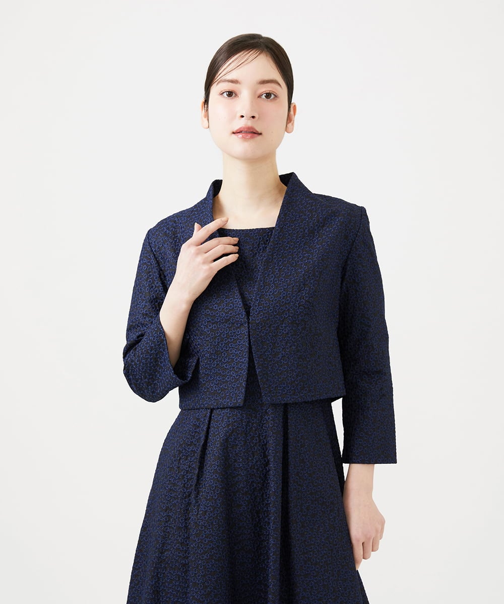 GDJGD84450 Sybilla(シビラ) フラワー総刺繡ボレロジャケット ネイビー