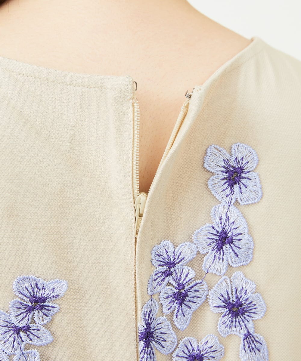 GDPAD90900 Sybilla(シビラ) アジサイ刺繍チュールドレス ベージュ