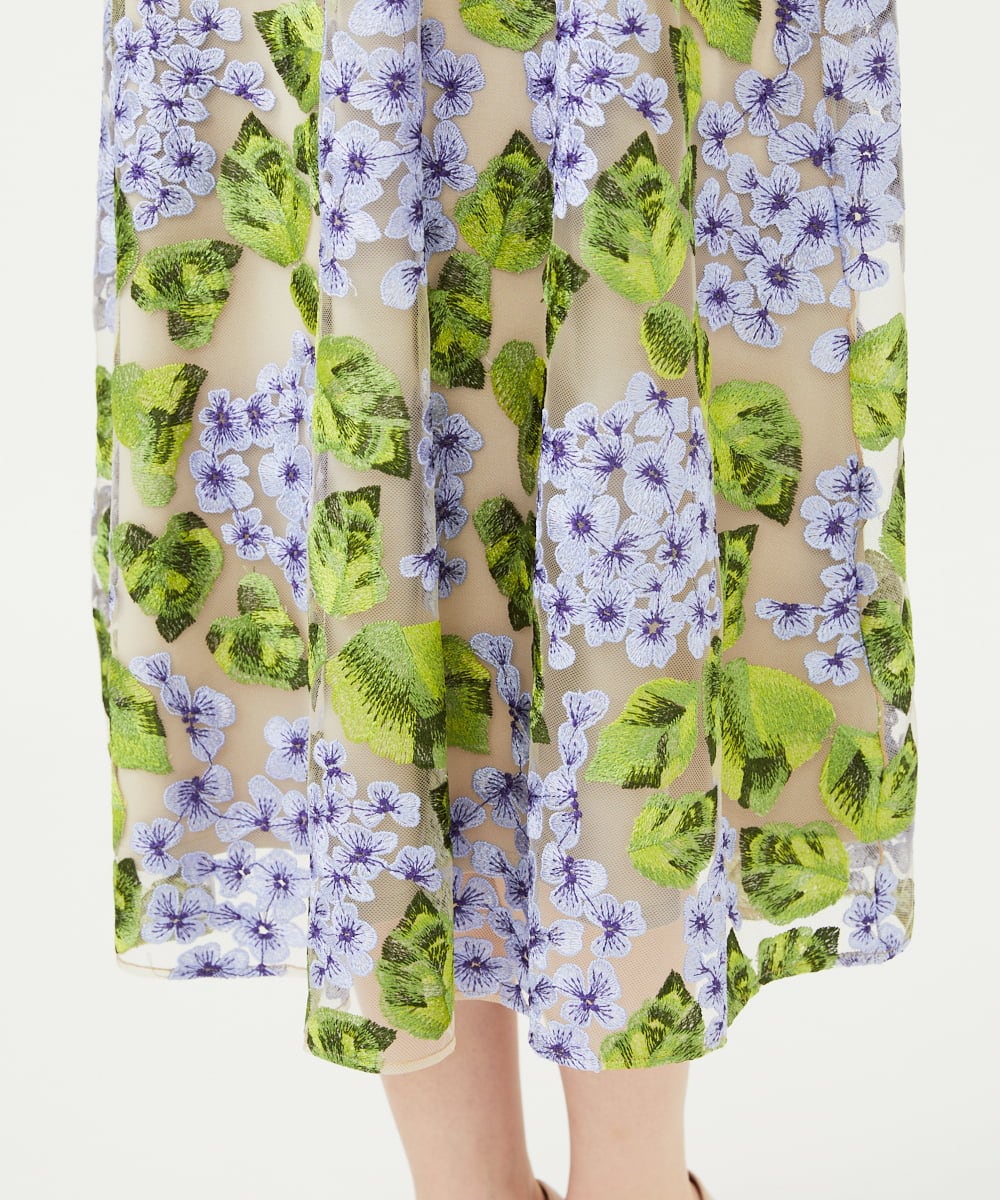 GDPAD90900 Sybilla(シビラ) アジサイ刺繍チュールドレス ベージュ