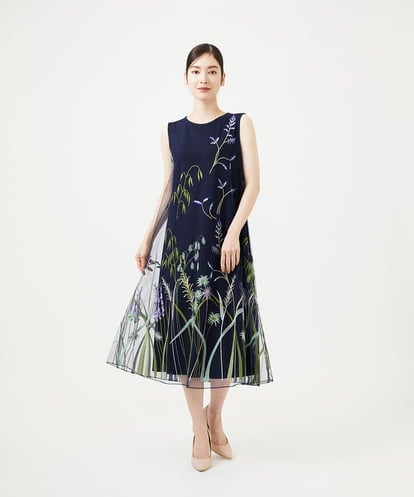 GDPGD90800 Sybilla リーフ刺繍チュールドレス