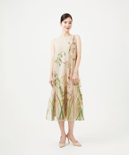 GDPGD90800 Sybilla リーフ刺繍チュールドレス