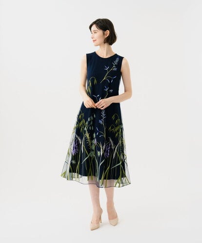 GDPGE90800 Sybilla リーフ刺繍チュールドレス