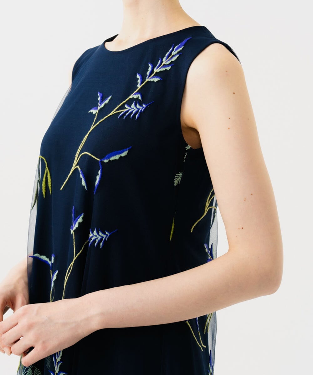 GDPGE90800 Sybilla(シビラ) リーフ刺繍チュールドレス ネイビー