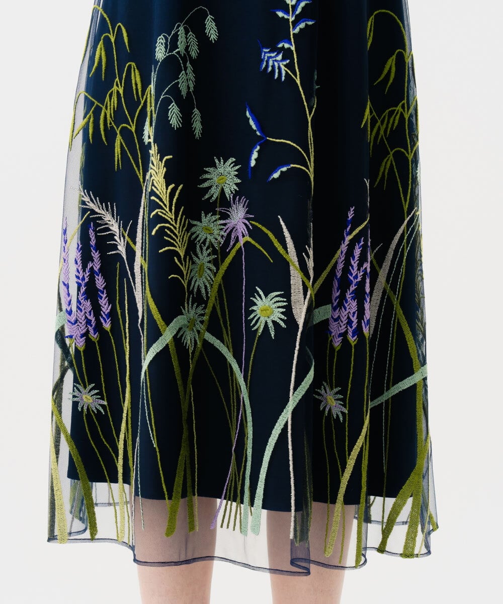 GDPGE90800 Sybilla(シビラ) リーフ刺繍チュールドレス ネイビー